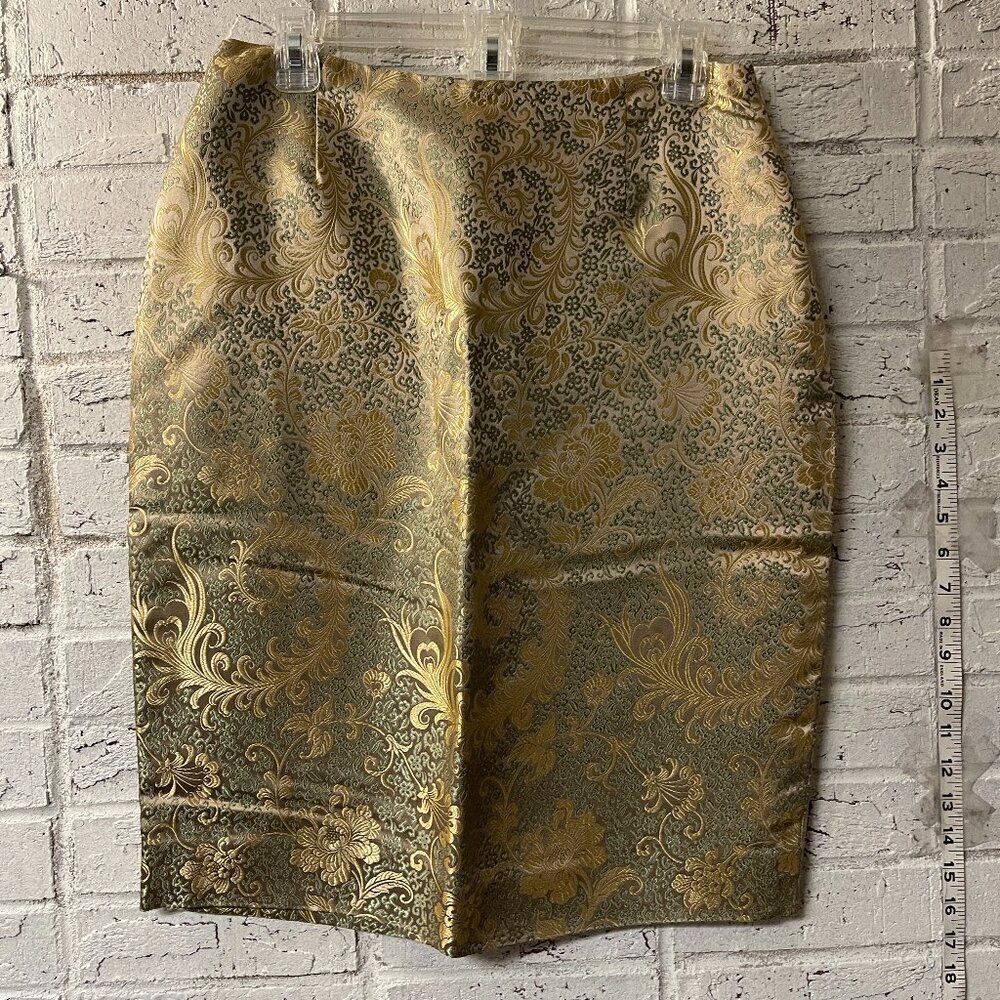 Etcetera Designer Shimmery Gold Cocktail Silk Blend Party Skirt 10